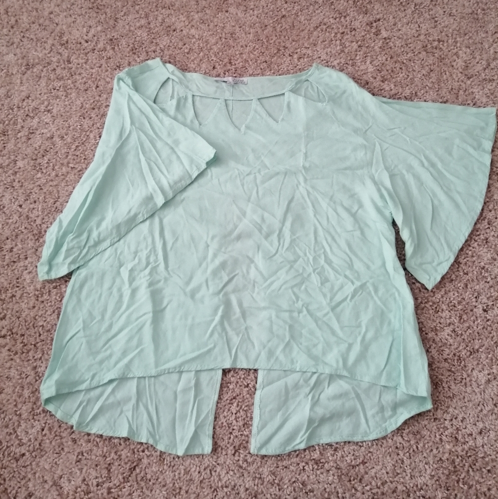 Mint Butterfly Top with Split Back
